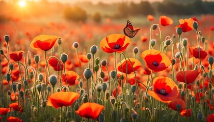 Obraz premium Beautiful spring summer bright natural background with colorful poppy flowers close up, life stock, stock photos, illustrations