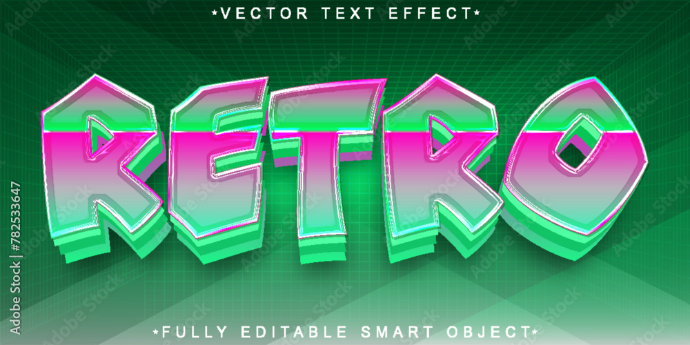 Poster colorful shiny retro vector fully editable smart object text effect