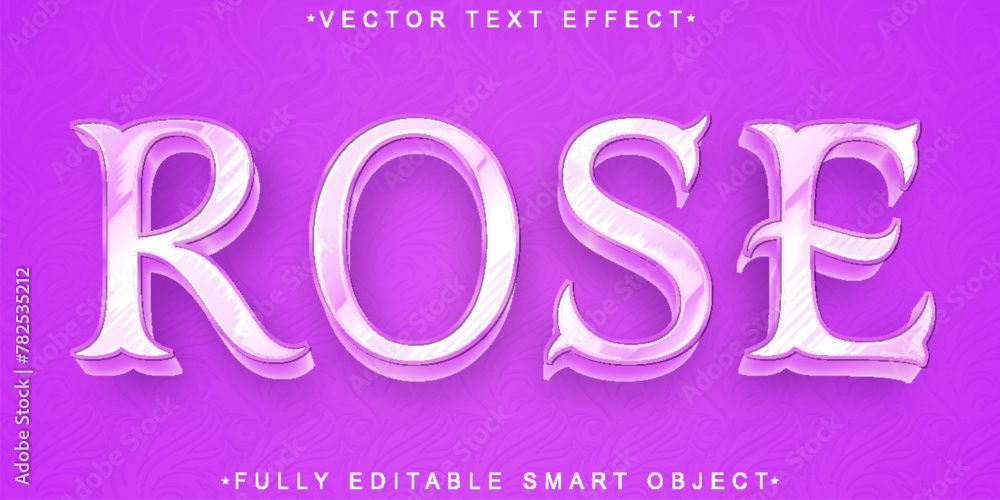 Aufkleber pink elegant shiny rose vector fully editable smart object text effect