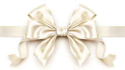 White bow ribbon for gift box present isolated on white background. AI generated image