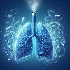 Asthma, conceptual illustration for social media poster banner created with generative ai