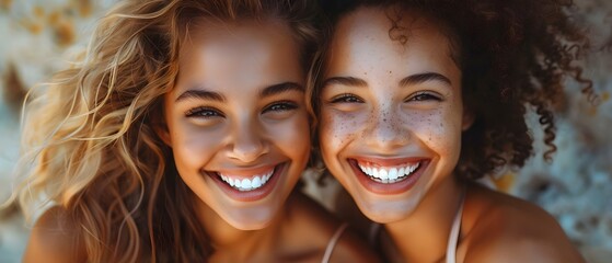Joyful Bonding: Two Friends Share Laughter and Happiness. Concept Friends, Laughter, Happiness, Bonding, Joyful