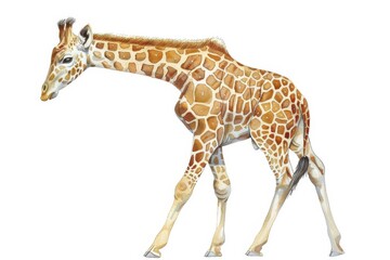The elegant stance of a giraffe is beautifully captured, emphasizing its long neck and patterned coat, showcasing nature's unique design and grace
