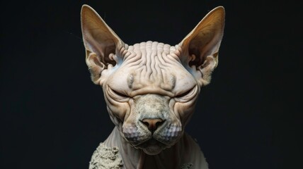 Studio portrait of an Evil Sphynx cat looking mean