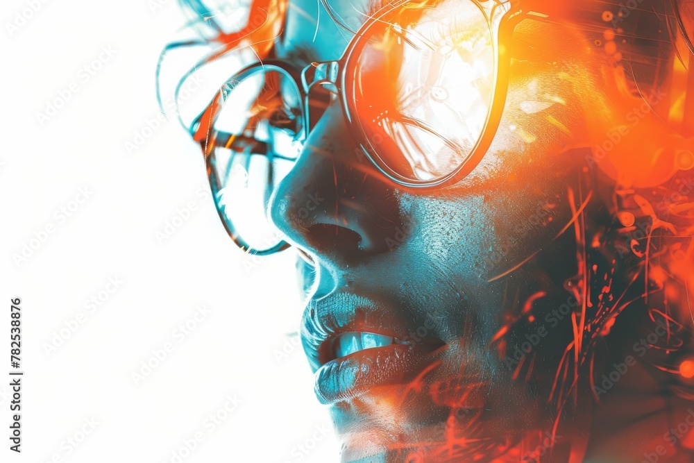 Poster Half-image showcasing gradient transition and abstract elements representing the merge of two contrasting domains