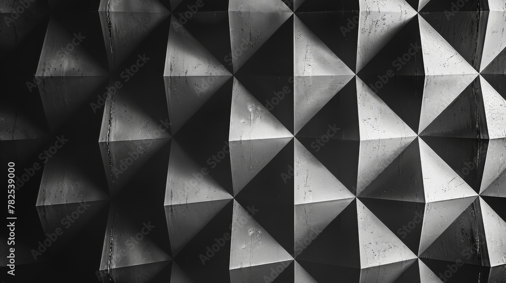 Poster A captivating array of abstract folded triangles in stark black, offering depth and a sleek aesthetic