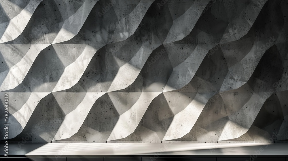 Poster this image captures the serene play of light and shadow on a textured concrete wall, creating a wavy