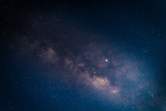 Night background with stars and the milky way in the center 