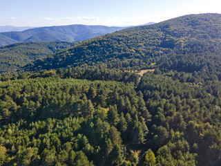 Obraz premium Aerial view of Rhodopes Mountain, Bulgaria