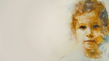 An artistic rendering of a child's expressive face with a watercolor and digital effect creating a whimsical feel