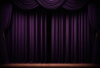 purple stage curtains draped elegantly in a dark theater setting, ready for a show created with generative ai