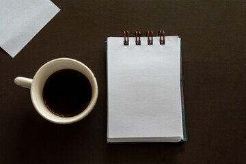 Creative Work Table, With A Notepad, Colored Pencils And A Cup Of Coffee