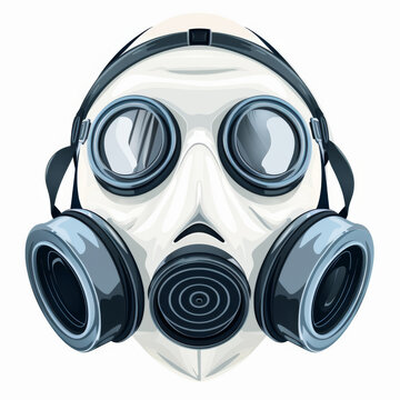 Classic white gas mask design, often associated with protection against airborne pollutants and toxic gases.
