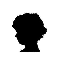 silhouette of a childs head with curly hair