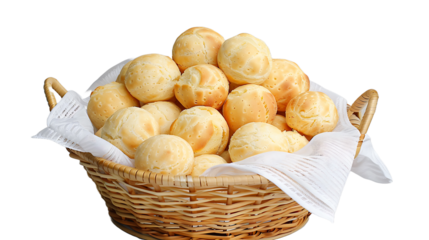 Basket of Traditional Brazilian Cheese Bread Rolls