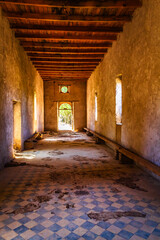 Interior of abandoned building, house of seminarians in Monte Escobedo, Zacatecas