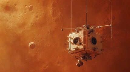 A depiction of a probe sent to explore Mars