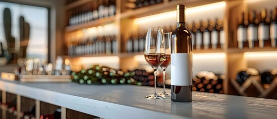Sleek Wine Cellar Ambiance: Refined Tasting & Storage. Concept Wine Tasting, Cellar Design, Elegance, Storage Solutions, Refinement - obrazy, fototapety, plakaty