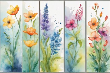 Spring Watercolor Flower Panels