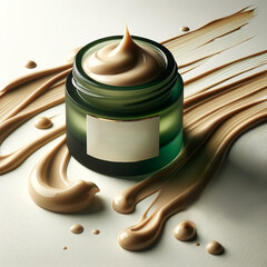 Luxurious cream and splash of aloe vera dynamic elegant composition. Premium beauty product concept - 782550091