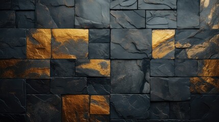 Black and gold brick wall background