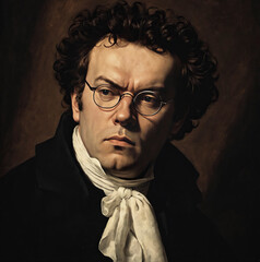 Franz Schubert was an important Austrian composer and pianist of the Romantic period - obrazy, fototapety, plakaty