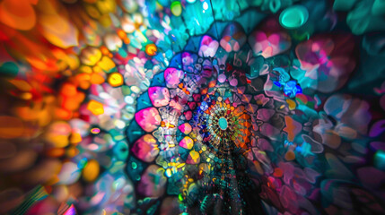 A vivid kaleidoscope of colors creates a mesmerizing backdrop that draws the eye. - obrazy, fototapety, plakaty