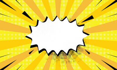 Blank bubble with pop art comic starburst yellow background