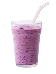 Tasty blueberry smoothie in glass on   transparent background, isolated image.
