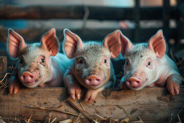 Young piglets on the farm