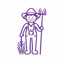 farmer with hat logo.Minimal creative art and Agricultural concept.Trendy social mockup or wallpaper with copy space