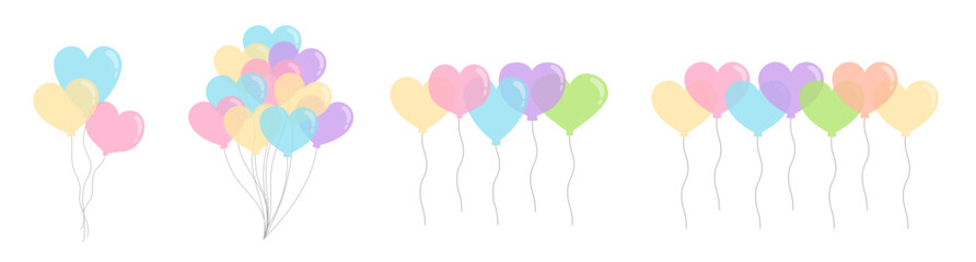 Balloon and Pastel: A Festive Collection Heart Illustrations for Celebrations and Decorative Design