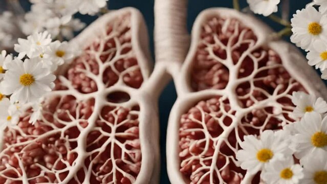 Artificial human lungs with flowers, Healthy lungs concept