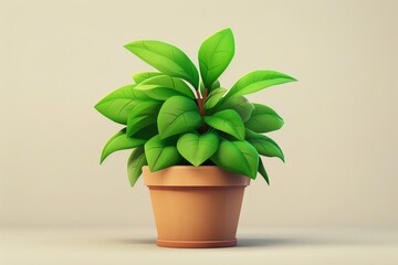 Fototapeta premium A cartoon plant in a pot