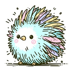 Fototapeta na wymiar Fluffy bird doodle