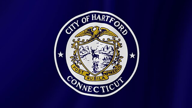 Hartford, Connecticut Waving Flag. Realistic Flag Animation.