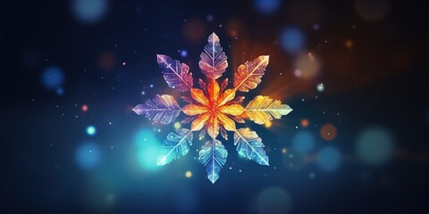 Snowflake on a colored background, concept of Abstract art