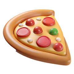 Bright and colorful 3D pizza slice with toppings