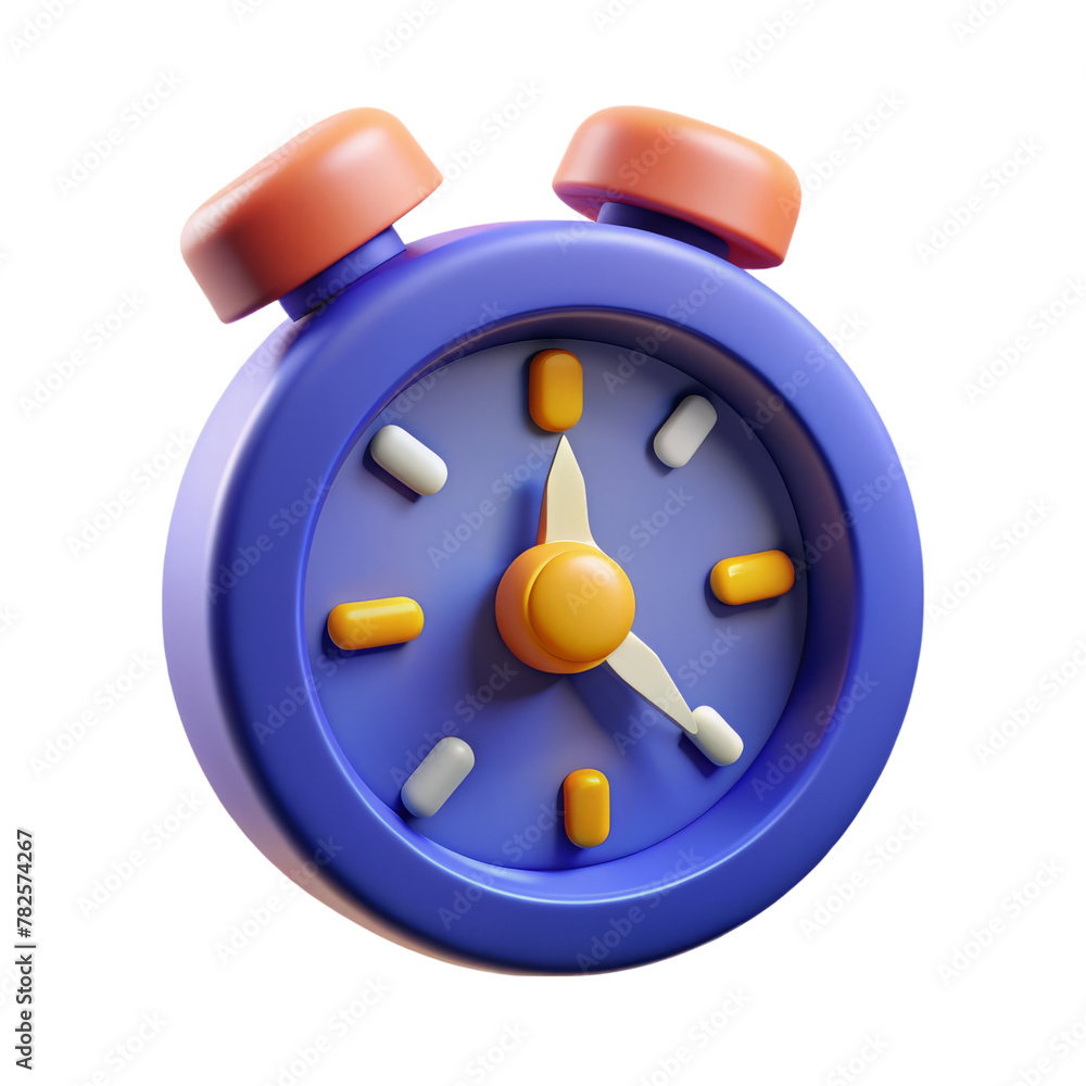 Poster 3D Rendered Alarm Clock with a Transparent Background