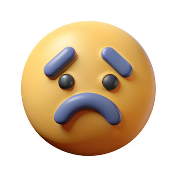 3D sad emoji with a transparent background for design
