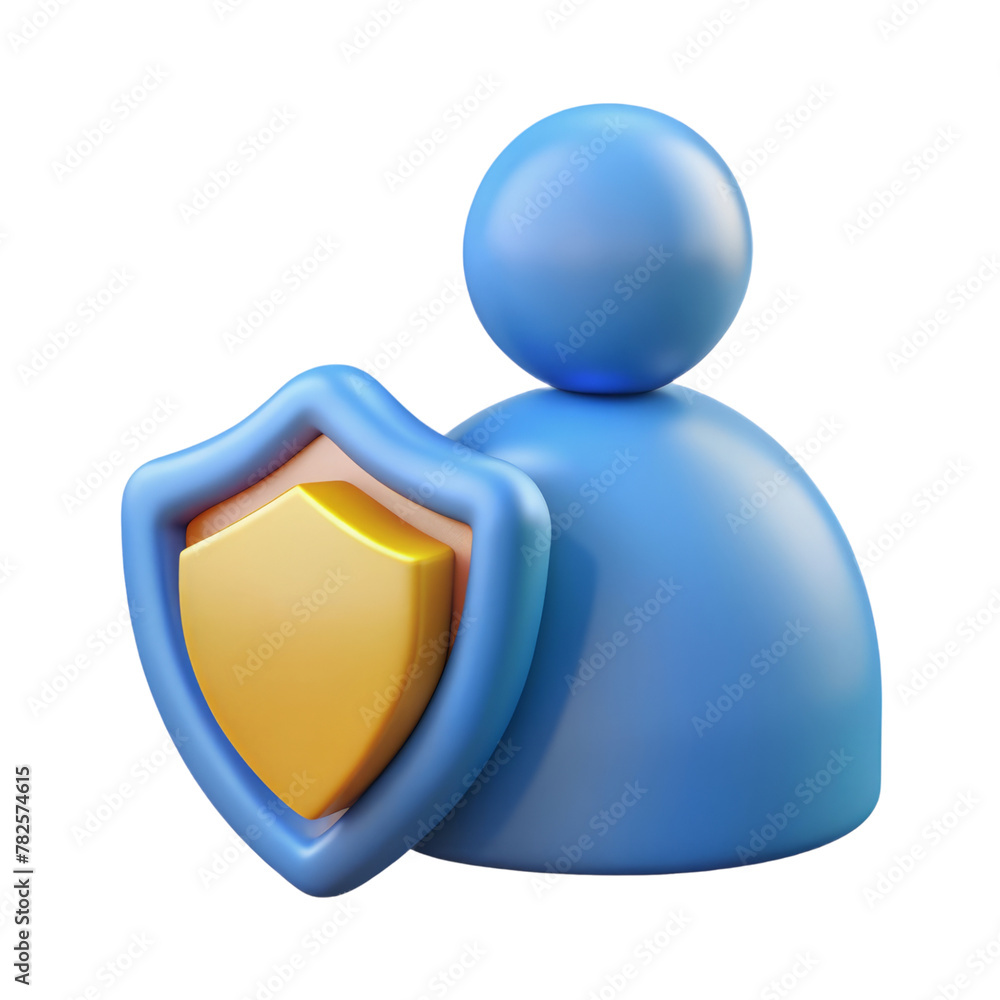 Poster 3d character with a shield on transparent background
