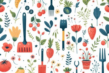 Plant in pot vector illustration set as a background.