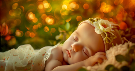 Peaceful, calm, innocent newborn baby dreams - time for sleep - 782576214