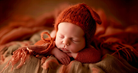 Peaceful, calm, innocent newborn baby dreams - time for sleep - 782576215