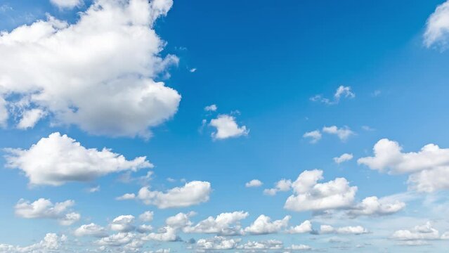 4K Sky Time lapse, Beautiful background, white clouds natural landscape on blue sky.