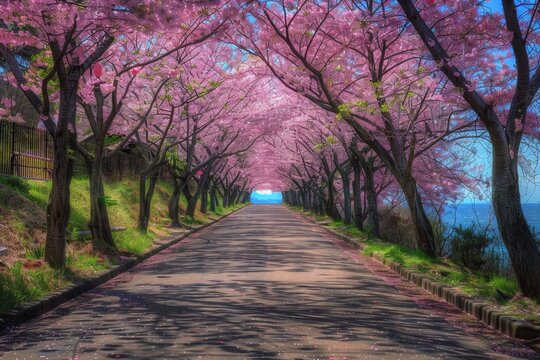 Picture of a sakura tunnel in japan