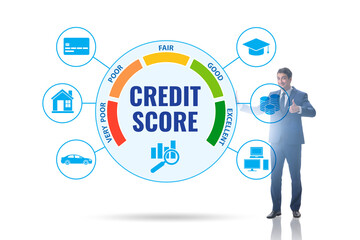 Credit score concept with businessman