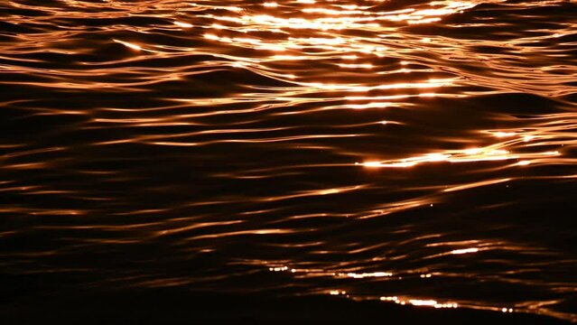 Golden water ripples at sunset