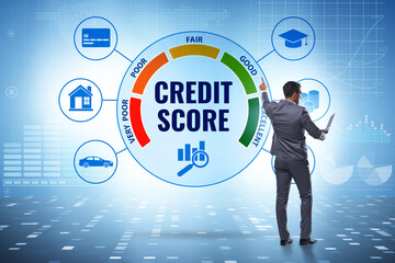 Credit score concept with businessman