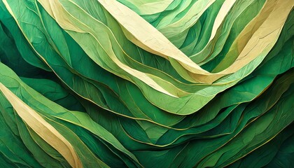 Abstract green color paper texture background. Minimal paper cut style composition with layers of geometric shapes and lines in green tone shades. Top view
